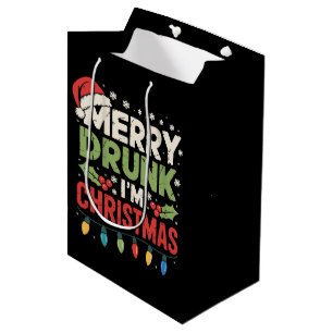 Sacola Para Presentes Média Bêbado Alegre Eu Natal Engraçado Papai Noel Piada 
