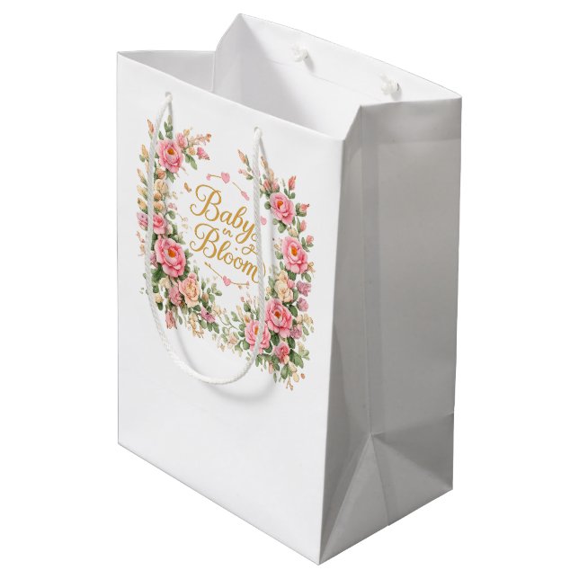 Sacola Para Presentes Média bebê em flor (Verso inclinado)