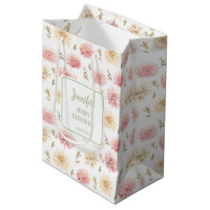 Sacola Para Presentes Média Bebê floral rosa em obrigado floral, seus sacos de