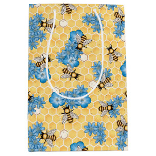 Sacola Para Presentes Média Bebê Mel Honeycomb Bag Gift