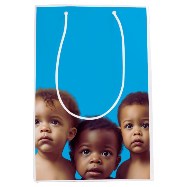 Sacola Para Presentes Média Bebês bonitos com papel de embrulho para presentes (Frente)