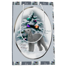 Sacola Para Presentes Média Bedlington Terrier Christmas