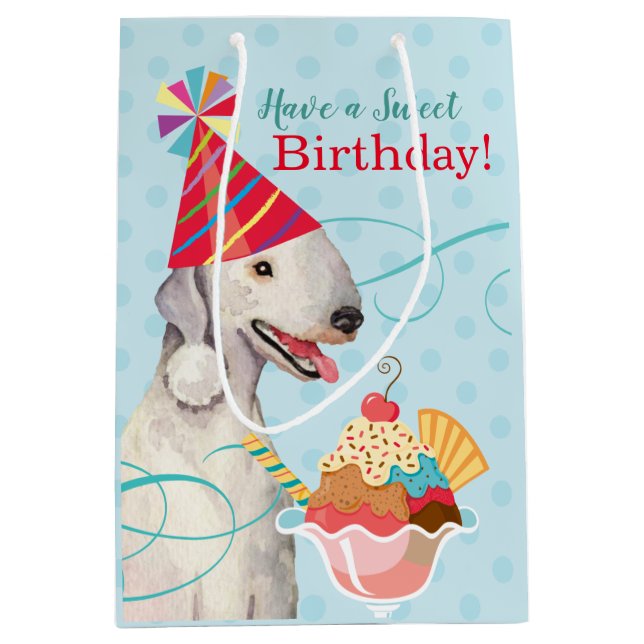 Sacola Para Presentes Média Bedlington Terrier Medium Gift Bag (Frente)
