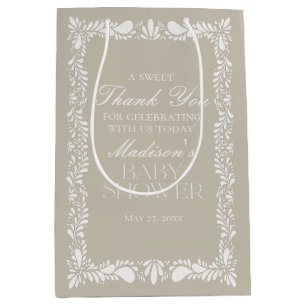 Sacola Para Presentes Média Beige Talavera Azulejo Fiesta Favor do Chá de fral