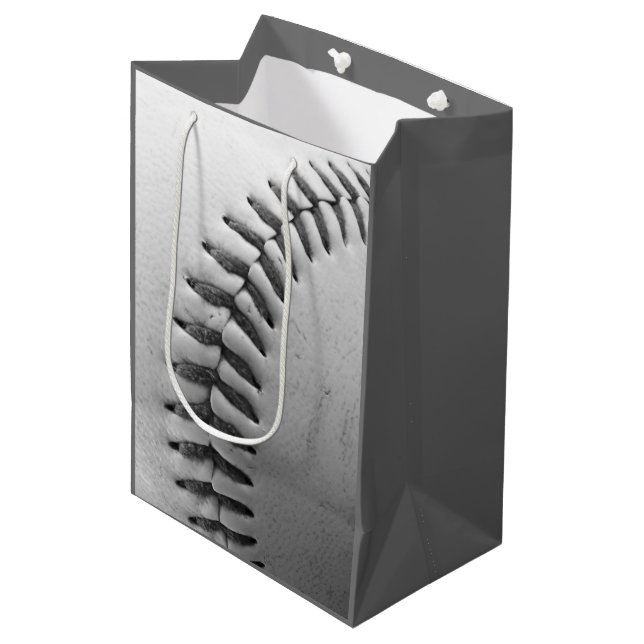 Sacola Para Presentes Média Beisebol preto e branco (Frente inclinada)