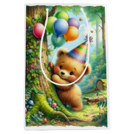Sacola Para Presentes Média Bela Caricatura Bear Bear Cubo Aniversário