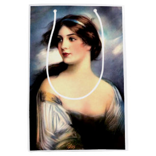 Sacola Para Presentes Média bela mulher vitoriana soprada pelo vento