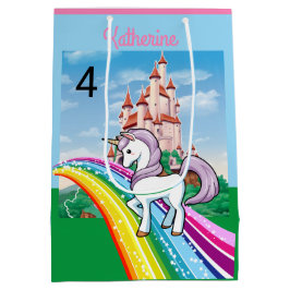Sacola Para Presentes Média Bela UNICORN Aniversário Personaliza o nome da gar