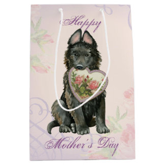 Sacola Para Presentes Média Belga Sheepdog Heart Mãe