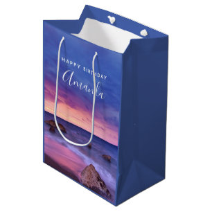 Sacola Para Presentes Média Belo aniversário da fotografia costeira sunset