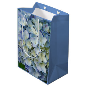 Sacola Para Presentes Média Belo Blue Hydrangea Flowers Foto