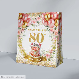 Sacola Para Presentes Média Belo e Dourado Numero 80 de Aniversário Bag
