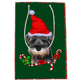 Sacola Para Presentes Média Belo Natal da Miniatura Schnauzer