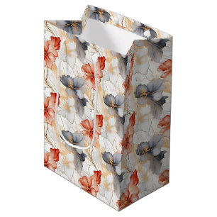 Sacola Para Presentes Média Belo Peach Blue Floral