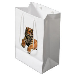 Sacola Para Presentes Média Belo Tigre de Bengala Rosto e Foto de Pinças