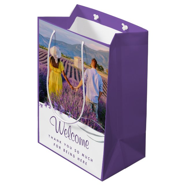 Sacola Para Presentes Média Bem-vindo Casamento Obrigado Dom Bag (Verso inclinado)