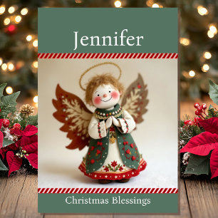 Sacola Para Presentes Média Bênçãos de Natal Anjo Doce Adicionar Nome