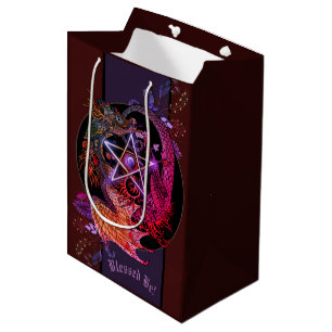 Sacola Para Presentes Média Bendito Seja Art Nouveau Pentágono Dragão Médio