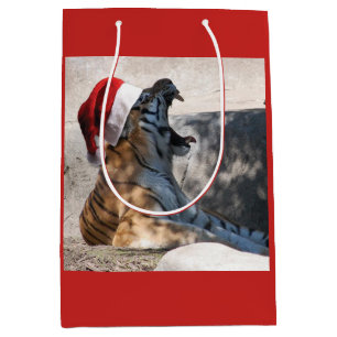 Sacola Para Presentes Média Bengal Tiger Santa Claus