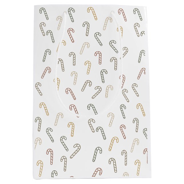 Sacola Para Presentes Média Bengalas Minimal Scandi Design de Natal			 (Frente)