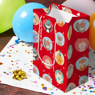 Sacola Para Presentes Média Bichos Cachorros em Festa Chapeuzinhos Felizes Fel