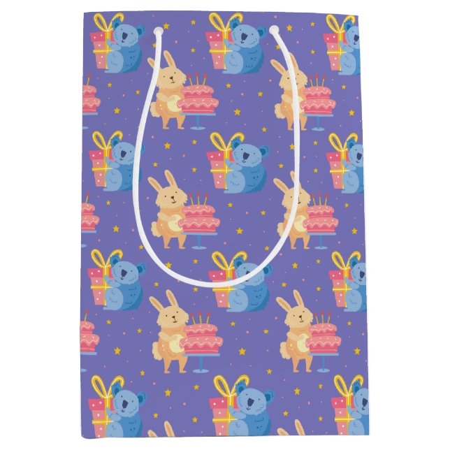 Sacola Para Presentes Média Bichos de Aniversário Bons (Frente)