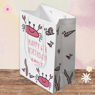 Sacola Para Presentes Média Bicicleta Rosa, Rosa, Beija Feliz Aniversário Med