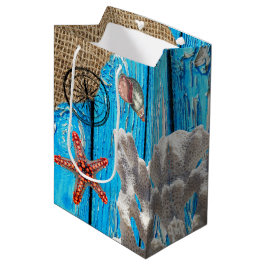 Sacola Para Presentes Média Bico-estrelado de madeira azul-russo