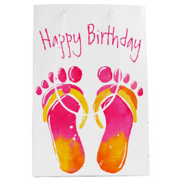 Sacola Para Presentes Média Birthday Bare Feet and Flip-flops