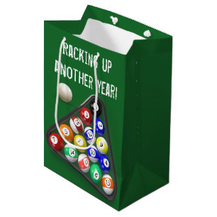 Sacola Para Presentes Média Birthday Billiard Balls on Green