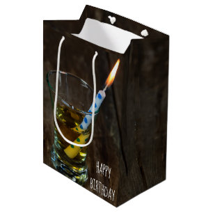 Sacola Para Presentes Média Birthday Candle em Whiskey