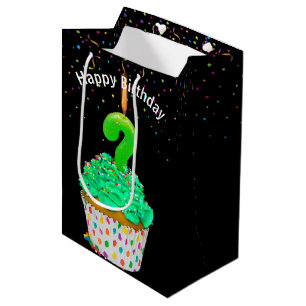 Sacola Para Presentes Média Birthday Candle - Ponto de interrogação sobre o Cu
