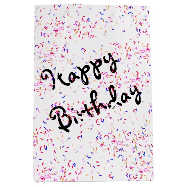 Sacola Para Presentes Média Birthday Candy Sprinkles (Frente)