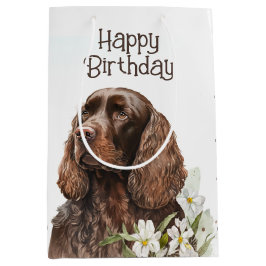 Sacola Para Presentes Média Birthday Chocolate Cocker Spaniel