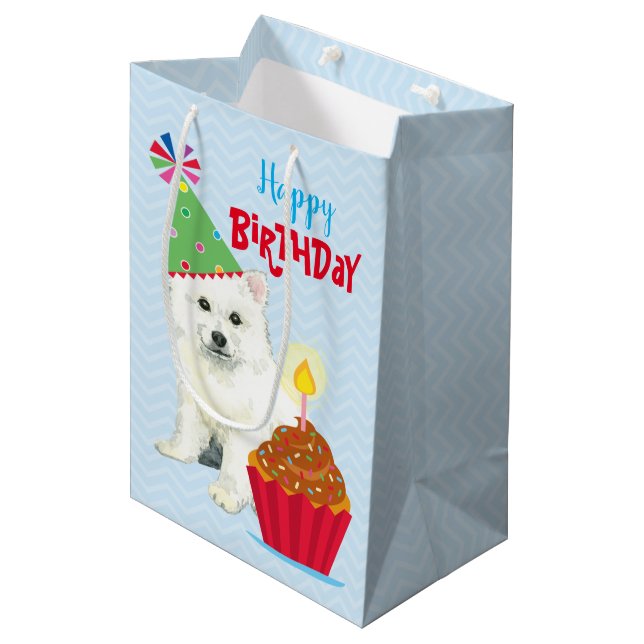 Sacola Para Presentes Média Birthday Cupcake Eskie (Frente inclinada)