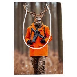 Sacola Para Presentes Média Birthday Deer Hunter com Rifle