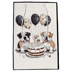 Sacola Para Presentes Média Birthday English Buldog