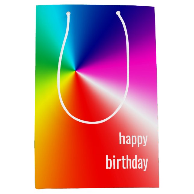 Sacola Para Presentes Média Birthday Neon Rainbow Spectrum (Frente)
