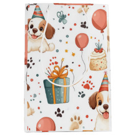 Sacola Para Presentes Média Birthday Puppy Gift Bag