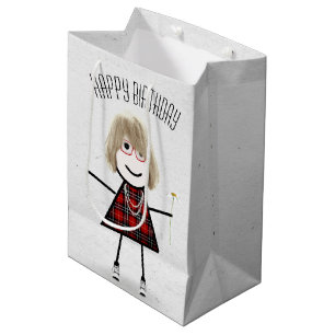 Sacola Para Presentes Média Birthday Stick Girl com Daisy