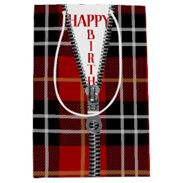 Sacola Para Presentes Média Birthday Zipper Na Xadrez De Tartan