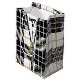 Sacola Para Presentes Média Birthday Zipper Na Xadrez De Tartan