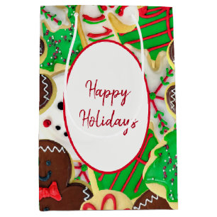 Sacola Para Presentes Média Biscoitos de Açúcar de Natal