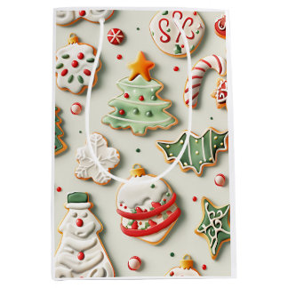 Sacola Para Presentes Média Biscoitos de Natal e Confeitos