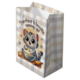 Sacola Para Presentes Média "Biscoitos perfeitos, a caminho" Gato Amassando
