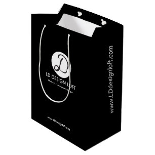 Sacola Para Presentes Média Black Bag Seu site de logotipo de empresa aqui per
