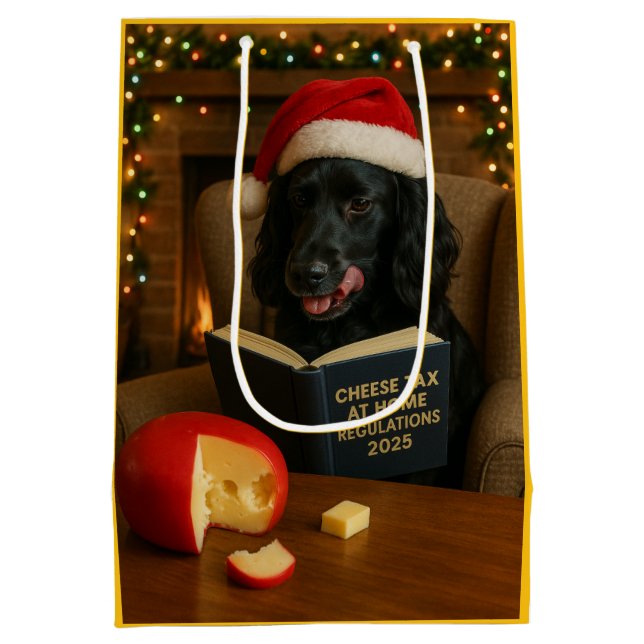 Sacola Para Presentes Média Black Cocker Spaniel Christmas gift bag   (Verso)