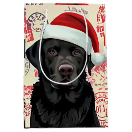 Sacola Para Presentes Média Black lab christmas