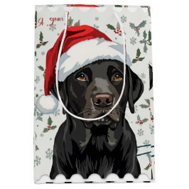 Sacola Para Presentes Média Black lab christmas