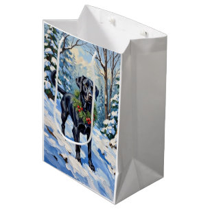 Sacola Para Presentes Média Black Lab Floresta de Inverno Serena Natal